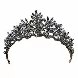 FRCOLOR Schwarze Vintage Barock Krone Für Hochzeiten, Braut Stirnband, Elegante Kristall Tiara, Ideal Für Verlobungen Und Partys