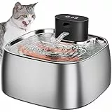ROTTOGOON Katzenbrunnen Kabellos ohne Pumpe, Trinkbrunnen Edelstahl mit Bewegungssensor für Katzenbrunnen Batteriebetrieben Extrem Leise für Katzen und Kleine Hunde 3,2L BPA-Frei