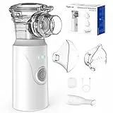 Nigecue Inhalationsgerät Tragbar Vernebler Set Leises Inhalator Verneblergerät mit Mundstück und 2 Maske für Kinder und Erwachsene, USB Wiederaufladbar