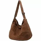 DAINAOTM Canvas-Tragetasche, lässige Hobo-Umhängetasche, Schultertasche für Damen und Herren, große Geldbörse, Kuriertasche, Reisen, Arbeit, 2-braun, Large