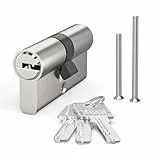 MANICAF Schließzylinder, Profilzylinder 30/30, Zylinderschloss, Profil-Doppelzylinder mit 3 Schlüsseln, Euro Messingzylinder Satin Zink Finish Querlöcher