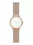 Skagen Signatur Uhr für Damen, Quarzwerk mit Edelstahl- oder Lederarmband, Roségoldton und Weiß, 30MM