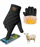 FORVEVO Handschuhe Damen Winter,Wolle Thermo Handschuhe Damen mit Fleece Futter,Warme Touchscreen Winterhandschuhe für Outdoor Sportarten Reiten Laufen Skifahren(Schwarz)
