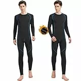 Uniuni Thermounterwäsche Herren Winter Skiunterwäsche Warm Funktionsunterwäsche Männer Thermo Unterwäsche Lange Unterhose Ski Thermowäsche Set Atmungsaktive Thermounterhose Thermounterhemd Blau XL