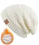 CAOZITOU Mütze Damen Winter, Beanie Wintermütze Thermo Warm Fleece, Weiche Strickmütze für Outdoorsport (Weiß)