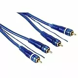 Hama Cinch-Kabel 5m. (doppelt geschirmtes Cinch-Audio-Kabel, vergoldete Cinch-Stecker, 2x2 RCA-Stecker, robuste Lautsprecherkabel aus OFC-Kupfer m. Remoteleitung für Heimkino, HiFi-Anlagen) blau