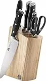 BALLARINI Savuto Nero Messerblock, 7-tlg., Holzblock hell, Messer und Schere aus rostfreiem Spezialstahl/Kunststoff-Griff, Schwarz