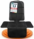 LIONSTRONG® Kindersitzunterlage Autositzschoner [ISOFIX GEEIGNET] - wasserabweisender Polyester Stoff schwarz - Sitzschutz Sitzschoner Auto Kindersitz - universell kompatibel (Schwarz)