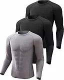 CL convallaria 3er Pack Thermounterwäsche Unterhemd Herren Thermo Oberteil Innenfleece Funktionsunterwäsche Thermoshirt Langarm