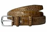 PASQUALE CUTARELLI Italienischer Ledergürtel mit Krokodilmuster Taupe Mittel 100 Zentimeter