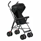 OHMG Kompakter Buggy,Baby Sportwagen,Kinderwagen,ab Geburt bis 4 Jahre Bis zu 25 kg,Leichtes Kinderwagen-Buggy,faltbar und kompakt,mit Baumwollmatte + Moskitonetz (D-Schwarz)