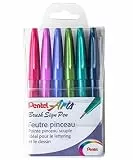 Pentel Arts Brush Sign Pen SES15C/6TREND Pinselstifte, 6 Stück, verschiedene Trendfarben