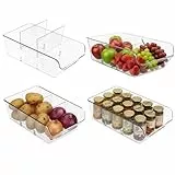 AIYULONG 4er Kühlschrank Organizer set, Küchen Organizer mit 3 Fächern und Griffen,Schubladen organizer Küche Stapelbare Lebensmittel aufbewahrungsbox für Teebeutel,Gewürze,snack