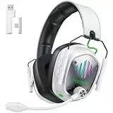 Fachixy Gaming Headset Wireless für PS4, PS5, Switch, PC, Mac, Laptop, 60H 2.4GHz Gaming Headset mit Noise Cancelling Mikrofon, Kabelloses Bluetooth kopfhörer mit LED-Lichtern, Surround Sound