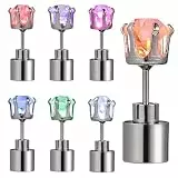 CALLARON 7st LED Ohrstecker mit Blinklicht, Edelstahl Leuchtende Ohrringe mit Diamant, Dekorativ Ohrstecker für Party, Festival, Nachtclub, Coole Blitz Ohrringe Liebhaber
