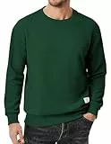 Elegancity Herren Pullover Sweatshirt Langarm Casual Rundhals Textur Sweatshirts für Herren Regular Fit Frühling Herbst Basic Hoodie ohne Kaputze,Grün M