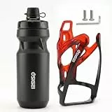 OSIGEI Fahrrad Flaschenhalter Set mit 650ml Trinkflasche – Ultra-leicht, Carbon-Optik Sportflasche, Geeignet für MTB & Rennrad – Inklusive 2 Montageschrauben & Inbusschlüssel (Schwarz Rot + Schwarz)