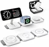 JARGOU 3 in1 Faltbare Ladestation für Apple, Ladestation Apple Watch und iPhone, Magnetisches Ladegerät für iPhone 17 Pro Max 16 15 14 13 12, Wireless Charger für Apple Watch Series, AirPods Pro 4 3 2