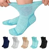 LOFIR Bambus Diabetiker Socken für Damen: Diabetikersocken Ohne Gummibund Herren Extra Weit Breiter Gürtel Ohne Naht kurz Socken für Senioren Geschwollene füße 5 Paare Mixed - Blau 5 Paare 39-42