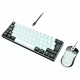 RedThunder K62 60% Verkabelte Gaming Tastatur und Maus Set, QWERTZ DE Layout, Ultraleichte mit Wabenkonstruktion für PC MAC PS5 Xbox Gamer (Weiß - Schwarz)