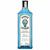 Bombay Sapphire Distilled London Dry Gin, 40% Vol., 100 cl/1L, per Dampfinfusion hergestellt mit 10 erlesenen exotischen Botanicals, ideal für die Hausbar und als Geschenk ab 18 (Packung mit 6)