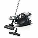 Bosch Staubsauger beutellos ProSilence Serie 8 BGS7MS64, Bodenstaubsauger, leise, Hygiene-Filter, Bodendüse für Parkett, Teppich, Fliesen, Starke Saugleistung, langes Kabel, 800 W, schwarz
