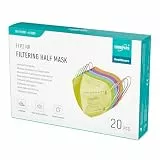 EUROPAPA 20x FFP2 Bunt Masken Atemschutzmaske 5-Lagen Staubschutzmasken hygienisch einzelverpackt Stelle zertifiziert EN149:2001+A1:2009 Mundschutzmaske EU2016/425