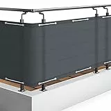 Sol Royal Balkon Sichtschutz PES SolVision PB2 100x500 cm Anthrazit - Balkonumspannung mit Ösen & Kordel, wasserabweisend & witterungsfest - blickdichte Balkonbespannung 160 g/m² mit UV-Schutz