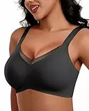 HORISUN Nahtloser Bügelloser Damen BH, Bequemer Push-Up Bralette für Große Brüste Weicher Ohne Bügel Tshirt klassischer BHS für Damen BHS für Damen (Schwarz M)
