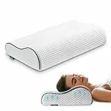 Z-hom Nackenstützkissen, Memory Foam Kissen, Ergonomisches Kopfkissen, Antischnarchkissen, Seitenschläferkissen, Abnehmbarer Bezug (49 x 36 x 10/7 cm)