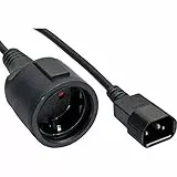 InLine Kaltgeräte C14 auf Schutzkontakt Buchse Netz Adapter Kabel für USV (1m) schwarz