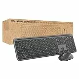 Logitech Signature Slim MK950 for Business kabelloses Tastatur-Maus-Set, leises Tippen, sicherer Empfänger, Bluetooth, weltweit Zertifiziert, Windows/Mac/Chrome/Linux, DEU QWERTZ-Layout, Grafit