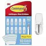 Command Haken zum Aufhängen, 10 Transparente Haken mit Metallspitzen, 12 Klebestreifen, Strips – Organisieren ohne Löcher und Bohren