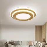 LUOLONG LED Deckenleuchte Holz Deckenlampe Runde 45W Schlafzimmerlampe 50CM Dimmbare Deckenleuchten 3000-6000K Moderne Wohnzimmerlampe Acrylschirm Schlafzimmer Wohnzimmer Arbeitszimmer Büro