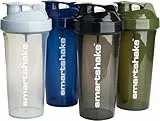 Smartshake Lite 4er-Pack Unisex Protein Shaker Flasche 600 ml | 20 oz – Fitness Shaker – Auslaufsicherer Schraubdeckel – BPA frei – Nebelgrau, Armeegrün, Schwarz, Marineblau