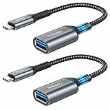 Nimaso NIMASO USB-C-auf-USB-3.1-Adapter, 2 Stück, OTG-Kabel, Typ-C-Stecker auf USB-Buchse, OTG-Adapter, kompatibel mit MacBook 2018, iPad Pro 2022, Samsung Galaxy S23/S22 Note 10/A53, Huawei P50/P40,