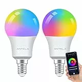 ANTELA Alexa Glühbirne E14 A60 806LM Smart WLAN LED RGB Dimmbare Birne Lampe, App Steuern Kompatibel mit Google Home, Warmweiß (2700K) Kaltweiß (6500K) Licht