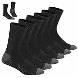 NAVYSPORT Herren Baumwolle Crew Sportsocken, 6er-Pack, Crew-Lang (43-46, Schwarz)