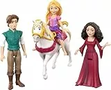 Disney Prinzessin-Spielzeug, kleine Puppen im 4er-Set mit Rapunzel, Flynn Rider und Mutter Gothel sowie Pferd Maximus mit Sattel, vom Film inspiriert, JHG85