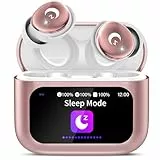 VEKJ Bluetooth Kopfhörer, Mini Schlafkopfhörer Bluetooth 5.4 mit Touchscreen, 2025 Neue in Ear Kopfhörer Kabellos mit ENC Noise Cancelling, IP7 Ohrhörer mit 48H Immersiver Deep Bass Ohrhörer, Rosa