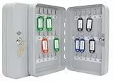 Wedo 10253637X Schlüsselschrank (für 36 Schlüssel, pulverbeschichtetes Stahlblech 18 x 6 x 25 cm, Sicherheitsschloß inklusive 2 Schlüssel, lichtgrau