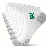 YouShow Baumwolle Sneaker Socken 6 Paar, Knöchelsocken Anti-Blasen Sportsocken für Männer Frauen Athletic Running Socken, 10 x Weiß, 9-11