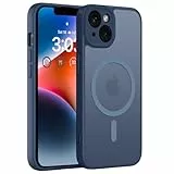 ORDA Magnetisch Hülle für iPhone 14 6,1 Zoll Kompatibel mit MagSafe, Transluzente Matt Rückseite Dünn Kameraschutz Stoßfest Handyhülle für iPhone 14 (Dunkel Blau)