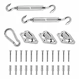 Sekey Sonnensegel Befestigungs Kit Zubehör Montage 8 Zoll, zur Befestigung von Dreieckiges Sonnensegel, Karabiner Montageset aus Edelstahl, 30-teilig