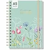 Häfft® Lieblings-Timer Ringbuch-Kalender 2026 2027 A5 für 17 Monate: August 26 bis Dezember 27 - Hardcover Wochenplaner Terminkalender mit Spiralbindung 'Spring Flowers'