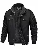 MAGCOMSEN Jacke Herren Übergangsjacke Outdoor Jacken Fleecejacke Fliegerjacke Parka Dickjacke Winter Schwarz 2XL