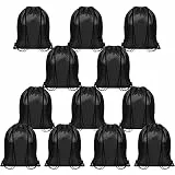 BELLE VOUS Beutel mit Kordelzug Beutel Rucksack Stoffbeutel Schwarz (12er Pack) - 42 x 35cm - Turnbeutel Schwarz zur Aufbewahrung, Reisen und Schwimmen - Unisex Stoffbeutel