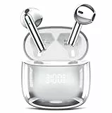 Bluetooth Kopfhörer, Kopfhörer Kabellos Bluetooth 5.3 In Ear Kopfhörer mit 4 ENC Mic, HiFi Stereo, 40H Kabellose Kopfhörer Tiefer Bass Wireless Earbuds, LED-Anzeige, IP7 wasserdichte Ohrhörer, Silber