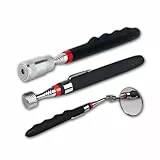 Teleskop Werkzeug mit Magnet Spiegel LED Beleuchtung Spiegel Magnet-Heber Gelenk-Spiegel mit Licht bis max. 3,2kg