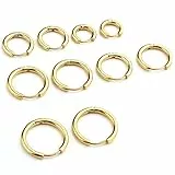 JSDDE Piercing 10 Stücke Set Chirurgenstahl Creolen Ohrringe Hoop Ring Septum Tragus Helix Ohrpiercing Huggie Kreolen Ohrringe Fake Klemmring Nasenring 8-16mm (Gold)